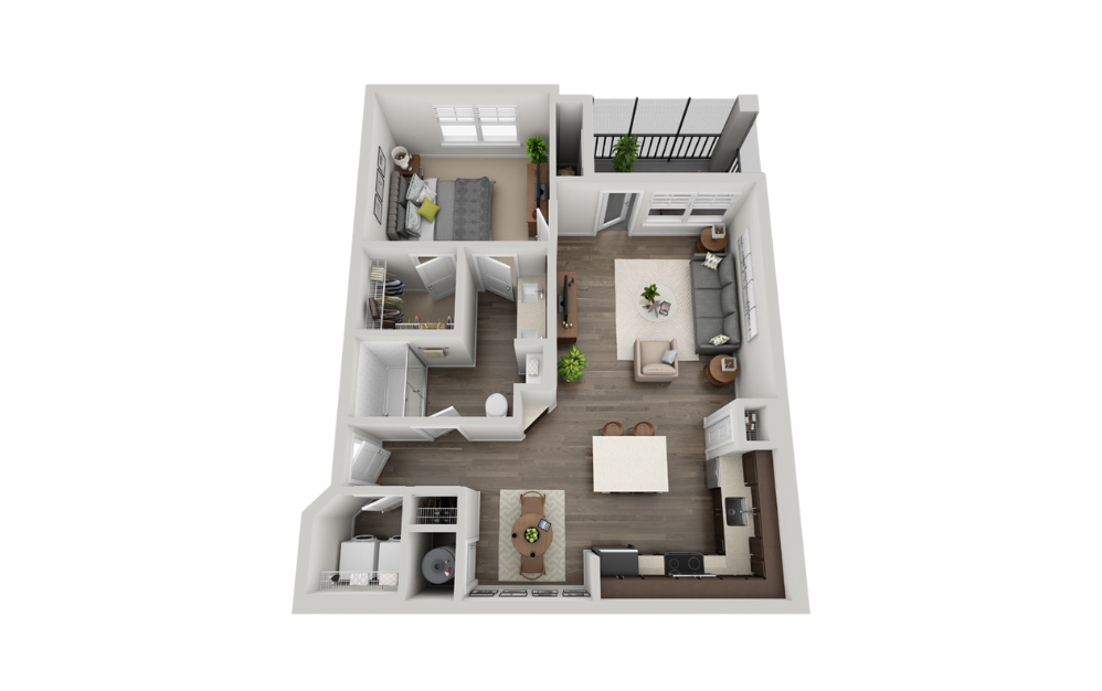 A2 - 1 bedroom floorplan layout with 1 bathroom and 790 square feet